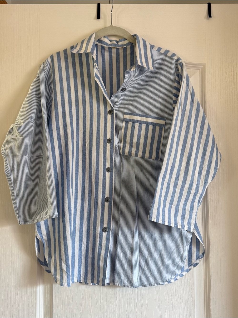 Vintage Blue and White Striped Button-Down Shirt